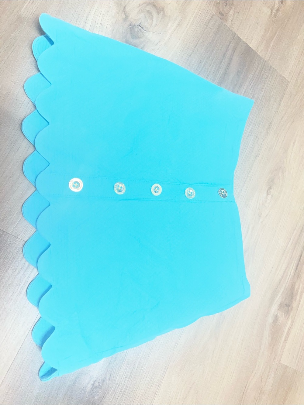 Lilly Pulitzer Turquoise Scalloped Button-Front Skort